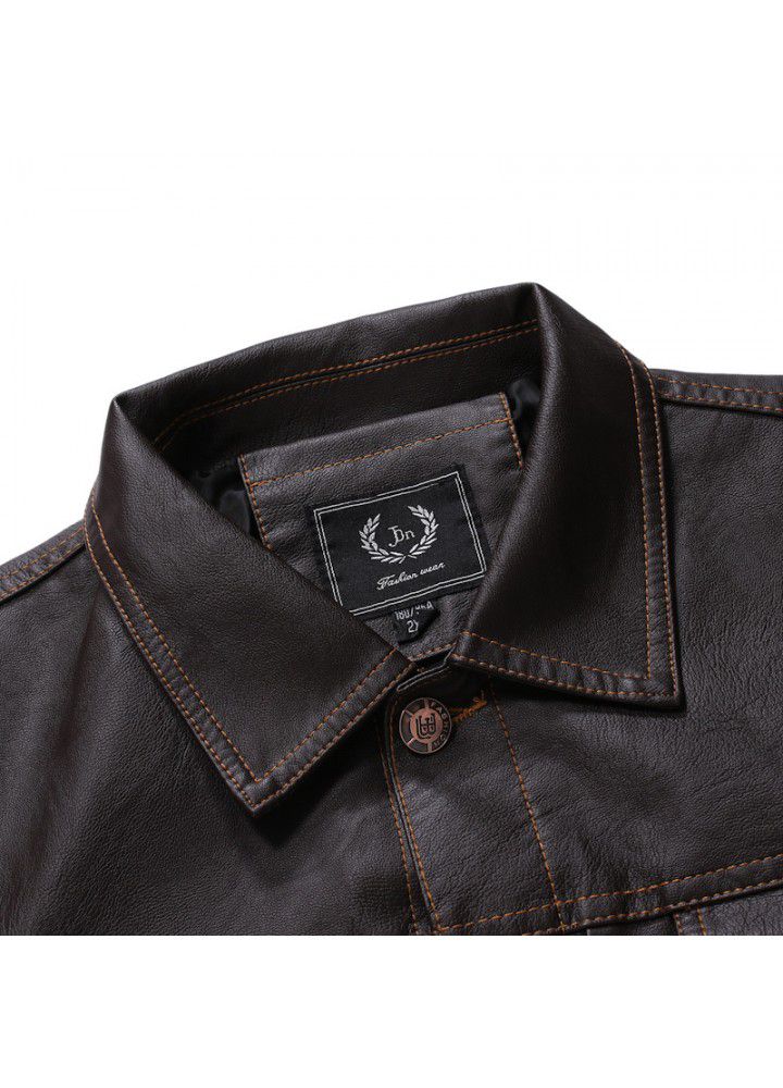 Foreign trade Amazon new wholesale young men's Lapel slim leather jacket wash PU leather jacket