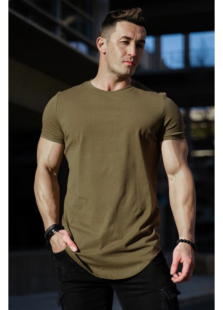 Muscle fitness brothers summer men's sports leisure exercise cotton loose short sleeve T-shirt no logo