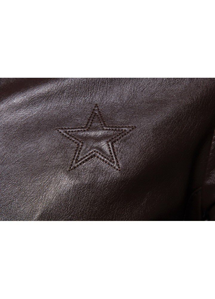 Foreign trade new 2019 spring and autumn new locomotive slim fitting leather coat men's British fashion Lapel leather coat py11