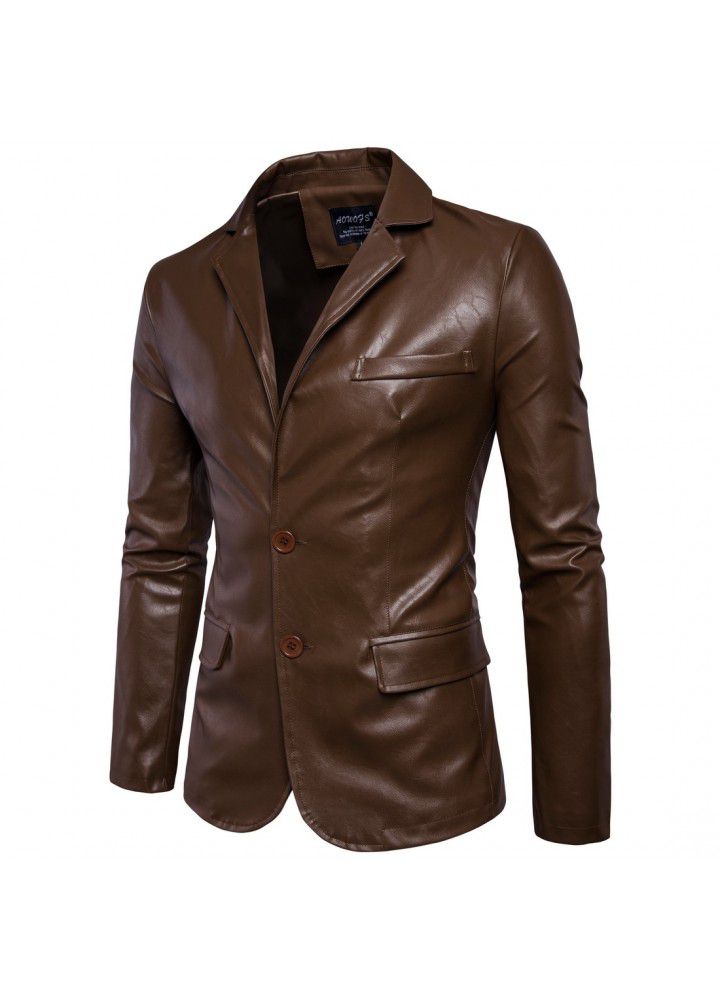 [Euro code] foreign trade wise large men's motorcycle leather jacket autumn winter 2018 new men's leisure leather jacket