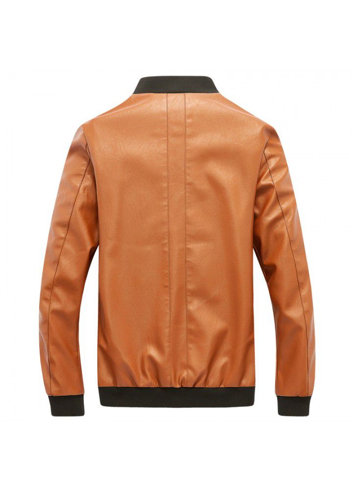 Autumn and winter 2019 fashion new young men's stand collar trend large PU Leather Men's slim fit leather jacket