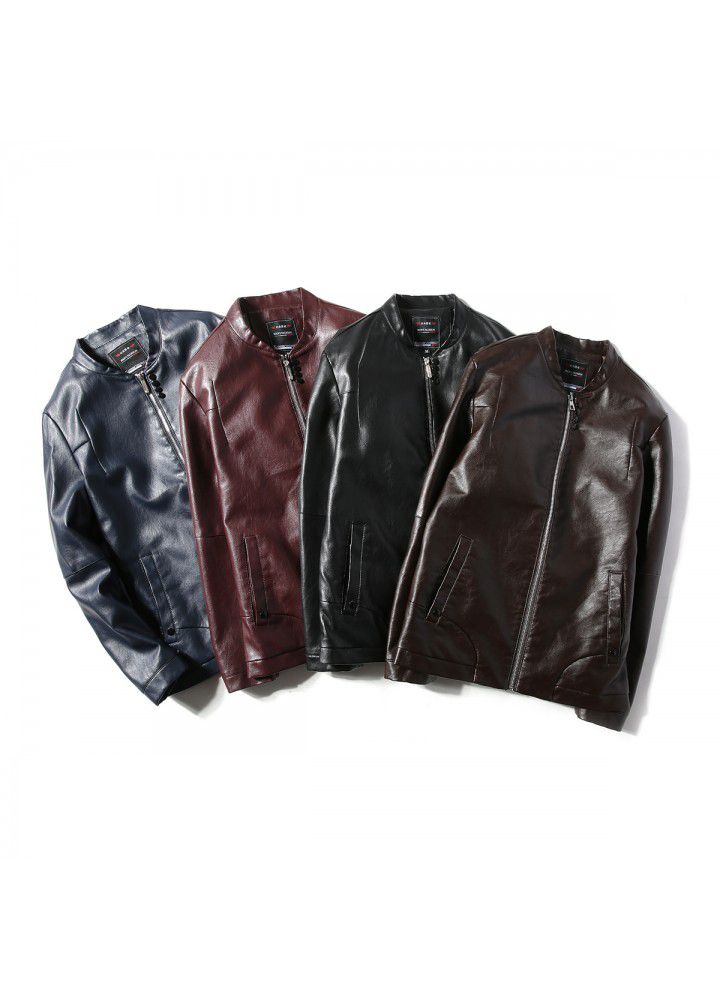 Foreign trade Amazon express fall and winter 2018 new men's PU leather collar large men's jacket