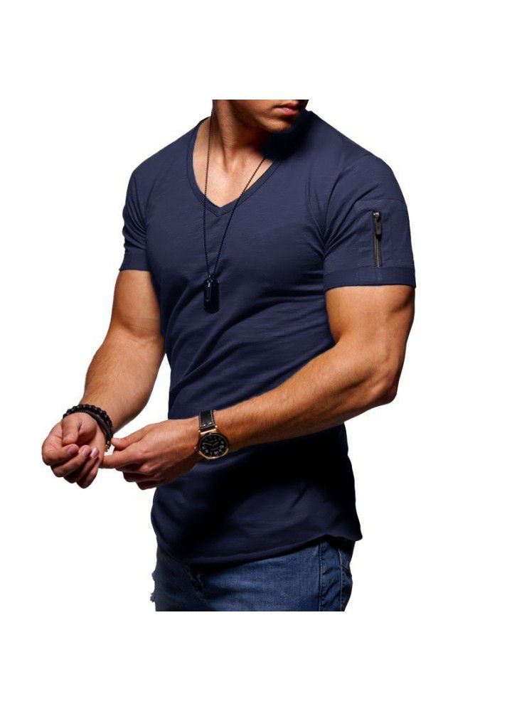 Factory wholesale foreign trade large men's clothing Europe and the United States fashion V-neck t-shirt men's underwear cotton leisure men's short sleeves