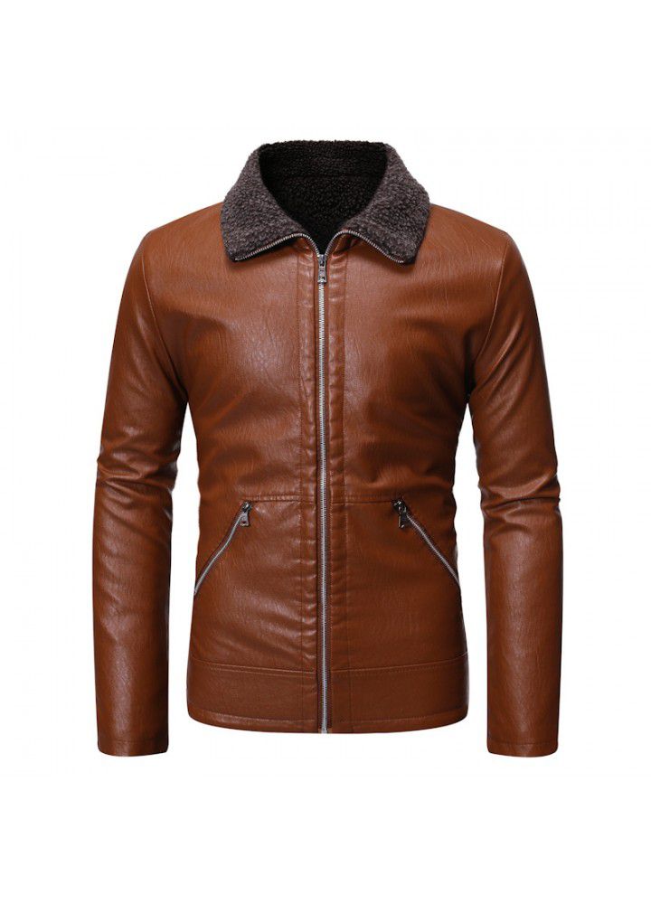 Foreign trade Amazon new high quality fur integrated fur coat men's winter warm lamb fur jacket