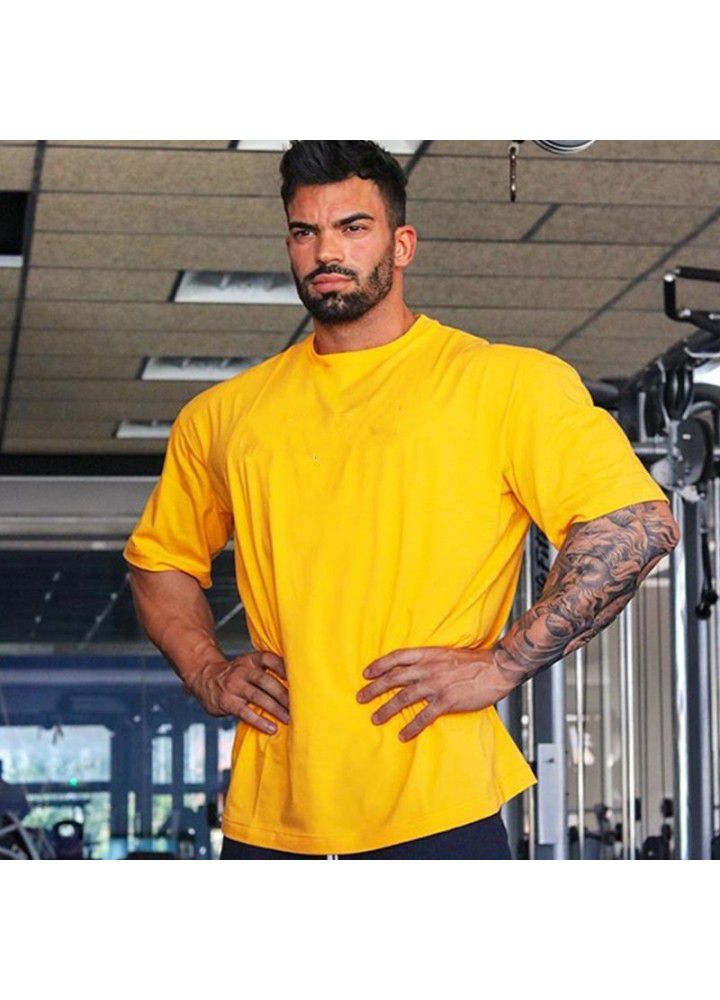 European and American hip hop style short sleeve sports fitness large t-shirt men's running leisure cotton exercise suit