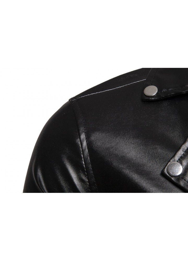 Cross border new express men's leather jacket jacket lapel PU leather short casual men's motorcycle jacket py16