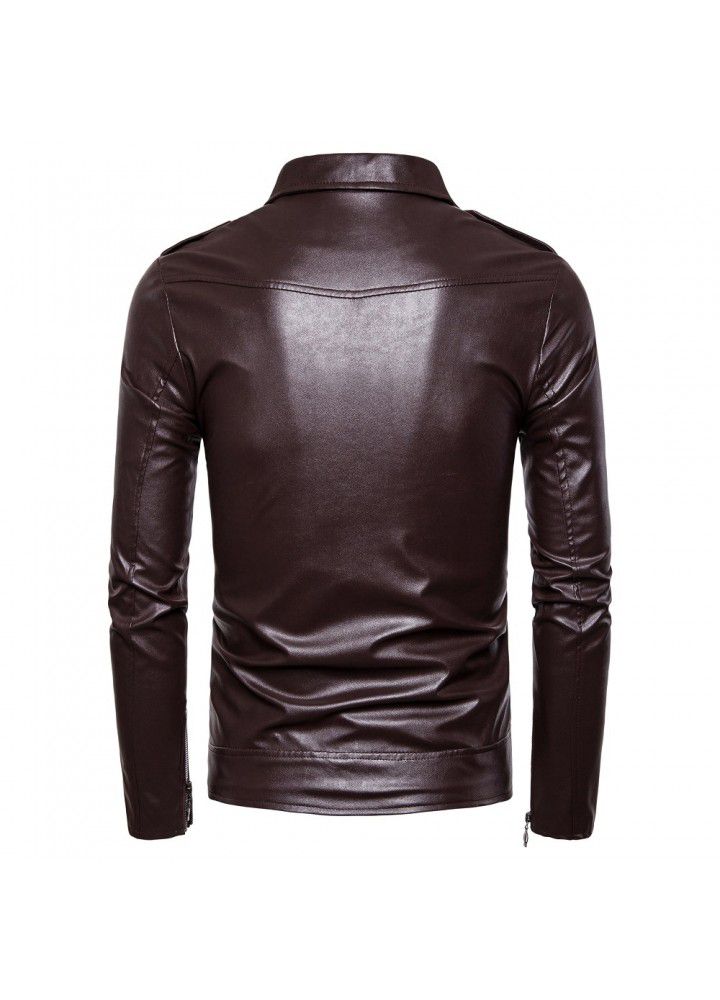 Foreign trade new locomotive slim fit leather suit men's cable-stayed leather jacket British fashion men's PU leather suit py12