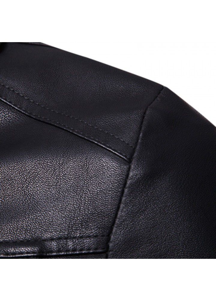 Foreign trade Amazon fall / winter 2019 new men's trend lapel jacket stereo Multi Pocket Pu wash leather men's wear