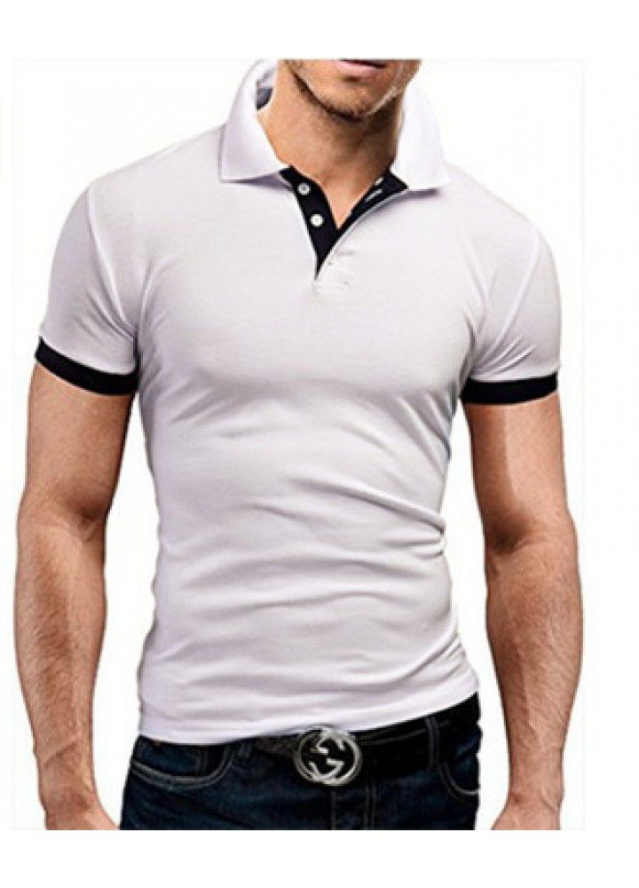 European foreign trade men's solid color casual polo shirt summer fashion trend slim short sleeve T-shirt manufacturer