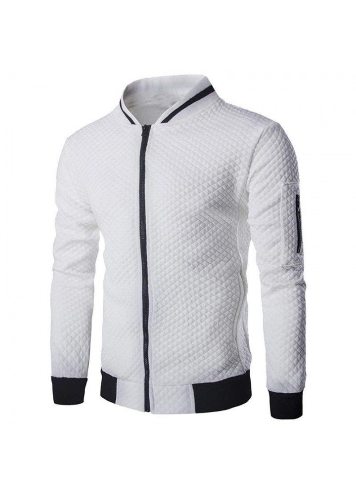 New men's jacket zipper collar sweater jacket men's jacket Plaid cardigan cross border e-commerce Amazon