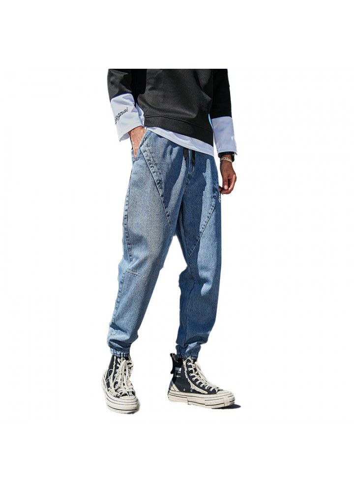 Spring and autumn Street hip-hop fashion casual loose Leggings show thin large jeans quarter pants