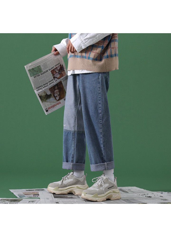 Spring and autumn winter straight jeans men's loose BF lazy style Korean students show thin retro 2021 new fashion