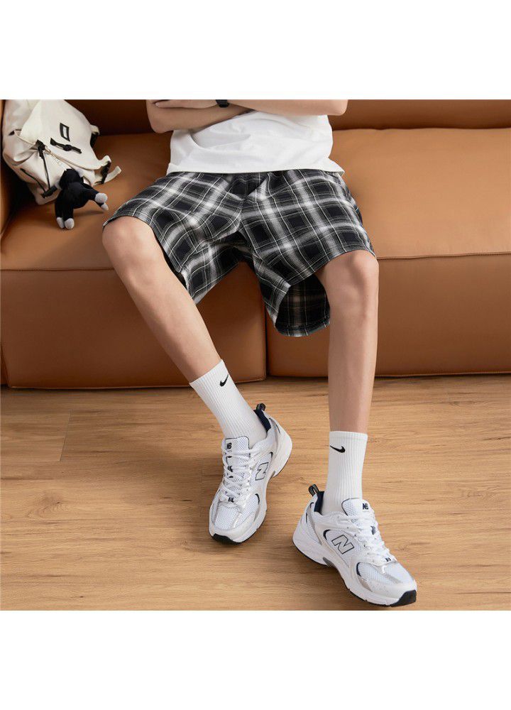 Men's shorts and Capris summer new Japanese street youth casual men's loose plaid pants trend