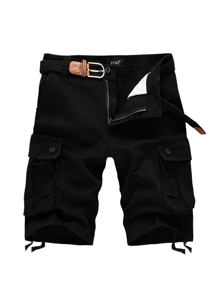 Men's European and American cross border multi bag tooling shorts pure cotton Capris loose large casual pants summer men's pants