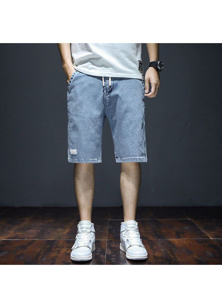Denim shorts men's loose straight Korean fashion summer thin casual fashion men's five point summer pants