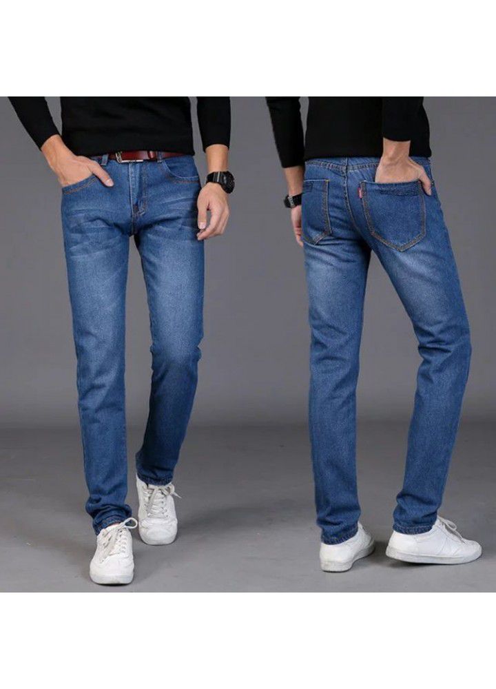 Men's jeans spring and autumn 2021 New Youth fat man large elastic straight loose casual foreign trade trousers