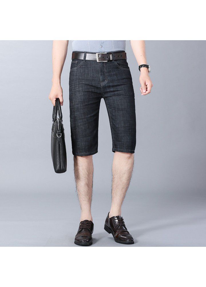 Men's summer Jeans Shorts casual Korean youth elastic black thin 5-point Chinese pants Korean men's pants