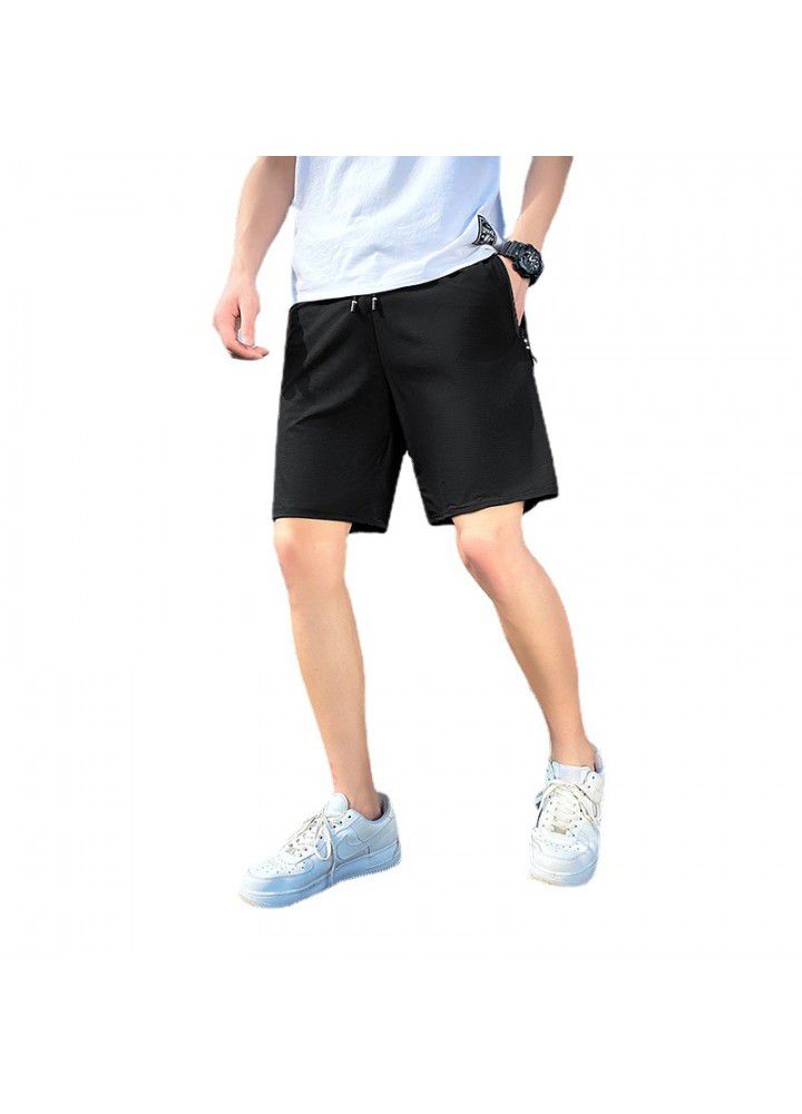 2021 summer youth large casual pants men's loose thin five point short pants cross border quick drying beach pants