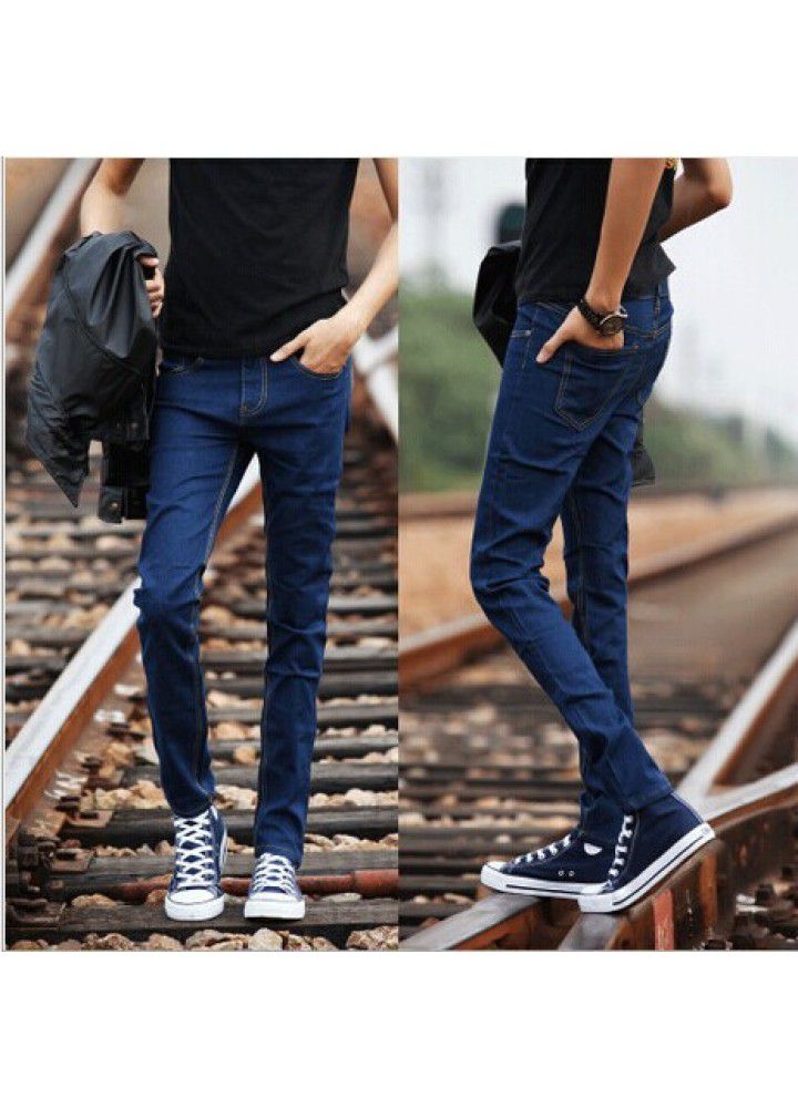 2020 summer men's Korean slim fit nine point waist jeans men's small foot Korean jeans men's