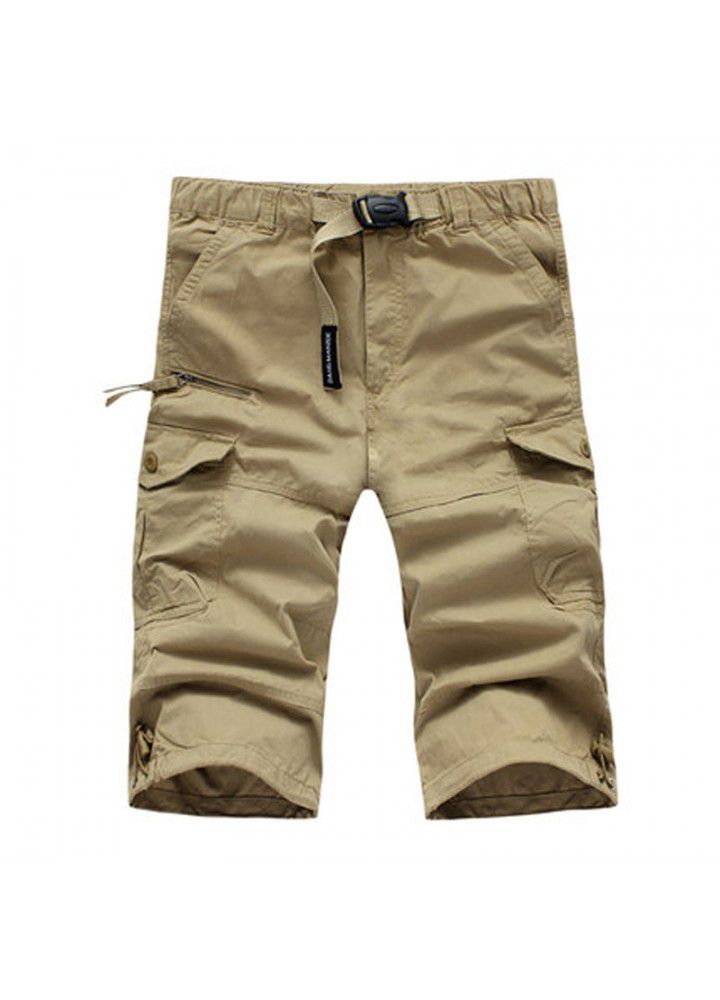 2021 new summer lightweight tooling military Capris sports beach pants Multi Pocket Capris European pants