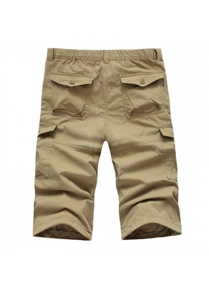 2021 new summer lightweight tooling military Capris sports beach pants Multi Pocket Capris European pants