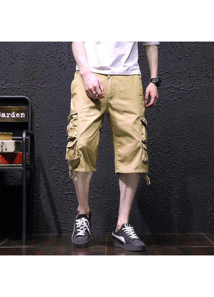 Amazon's best selling men's Multi Pocket leisure sports Capris men's overalls midpants Capris
