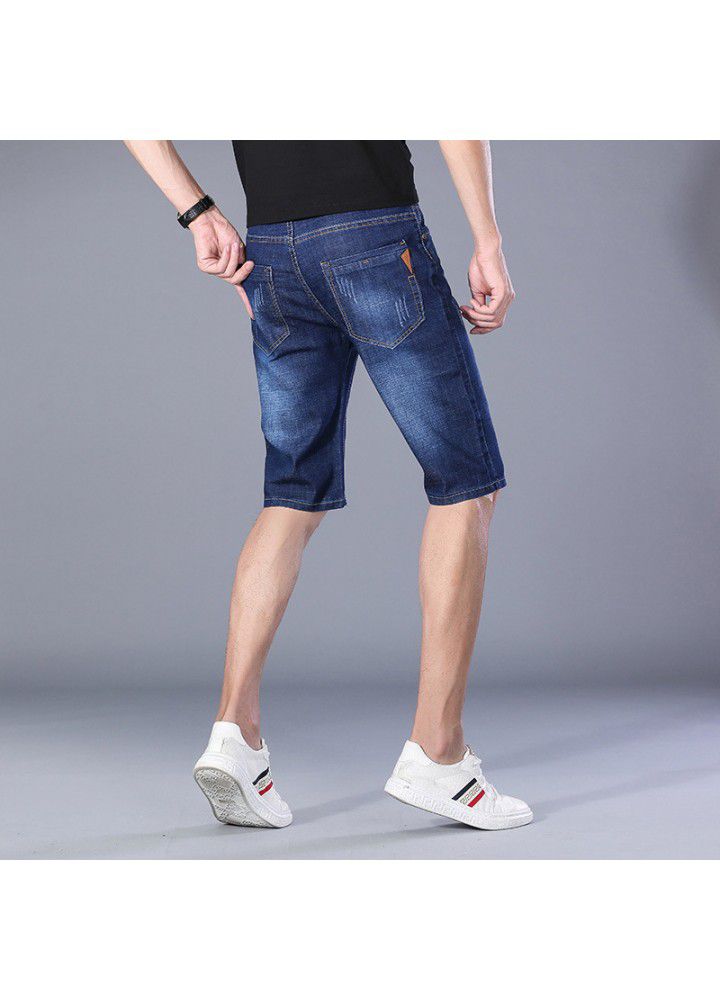 Men's Denim Shorts summer new thin 5-point Chinese pants Korean foreign trade leisure youth Wash Straight pants