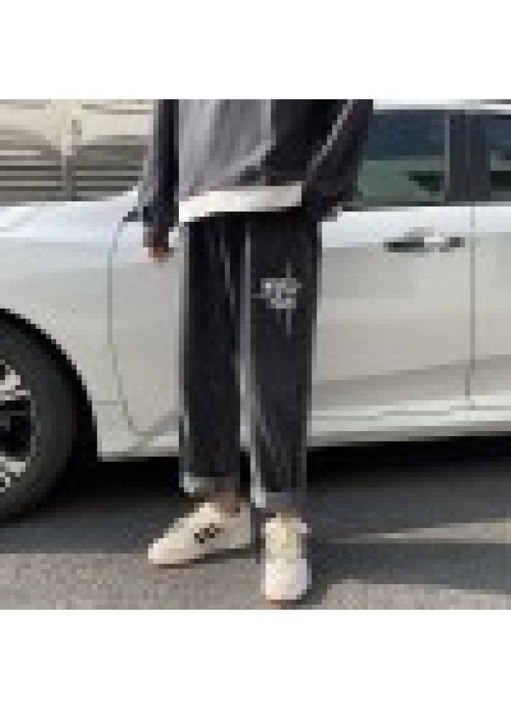 Jeans men's straight tube loose Korean fashion summer thin student pants men's wide leg pants