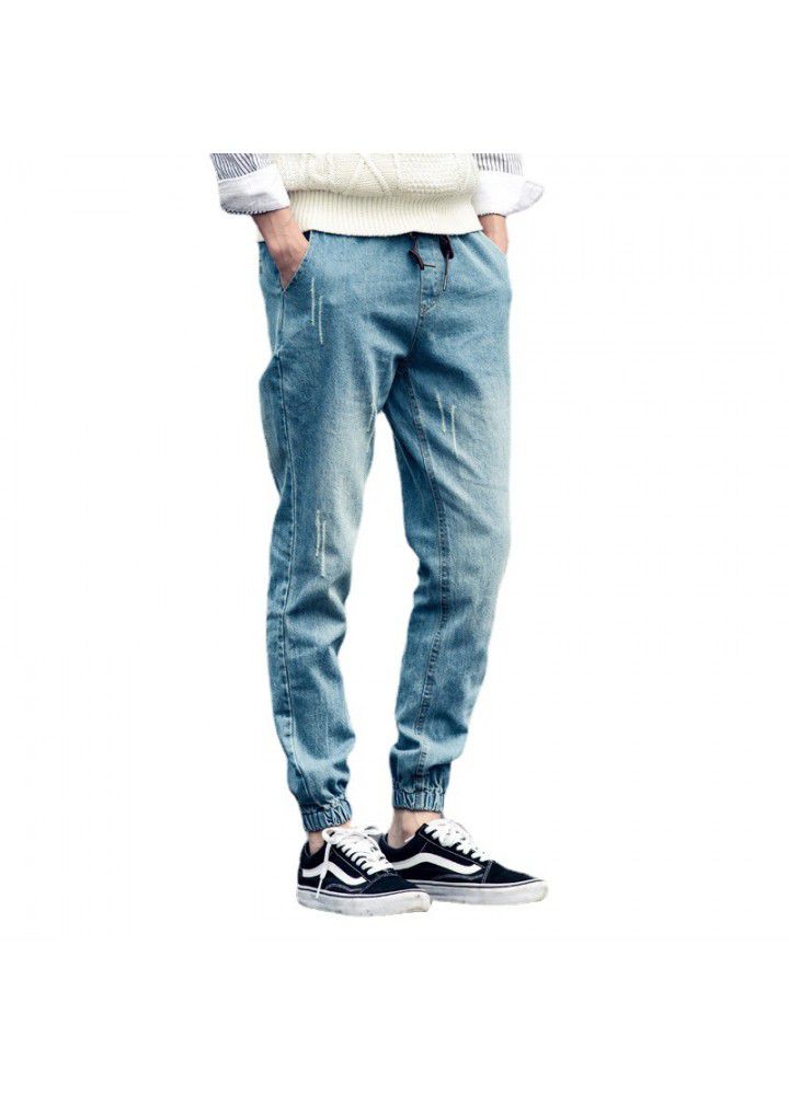 Autumn new men's Japanese casual jeans close legged loose legged pants Harlan pants for teenagers
