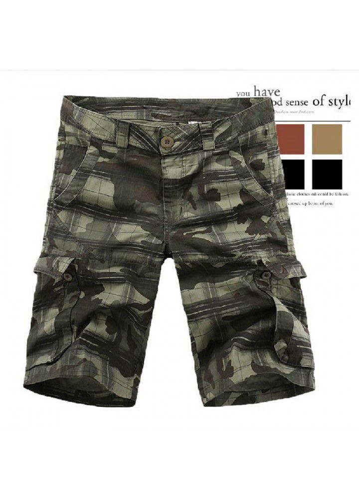 Clearance special Multi Pocket overalls camouflage pants men's pants 5-point Pants Large pants