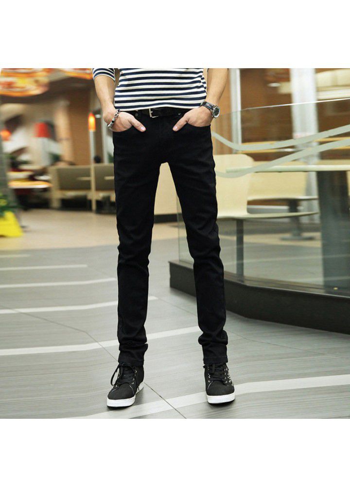 Wholesale new men's jeans 2021 spring and summer slim legged men's pants fashion Korean pants