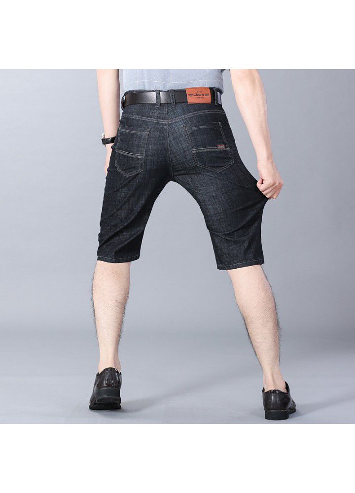 Men's summer Jeans Shorts casual Korean youth elastic black thin 5-point Chinese pants Korean men's pants