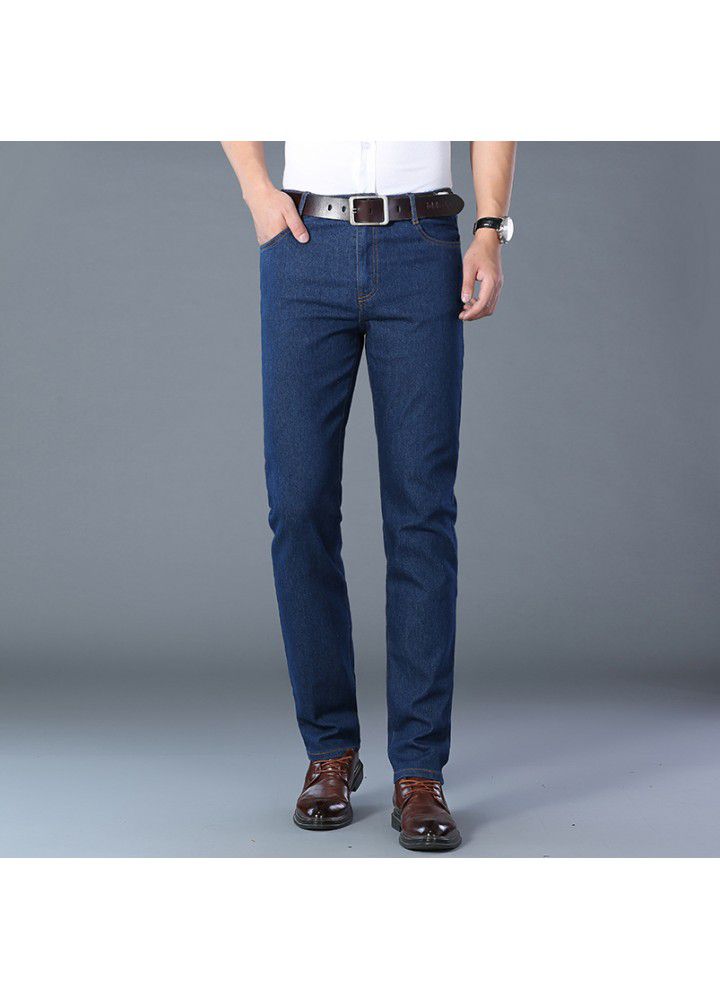 Men's spring autumn mid waist Youth Blue daily cotton denim stretch pants wholesale spot jeans
