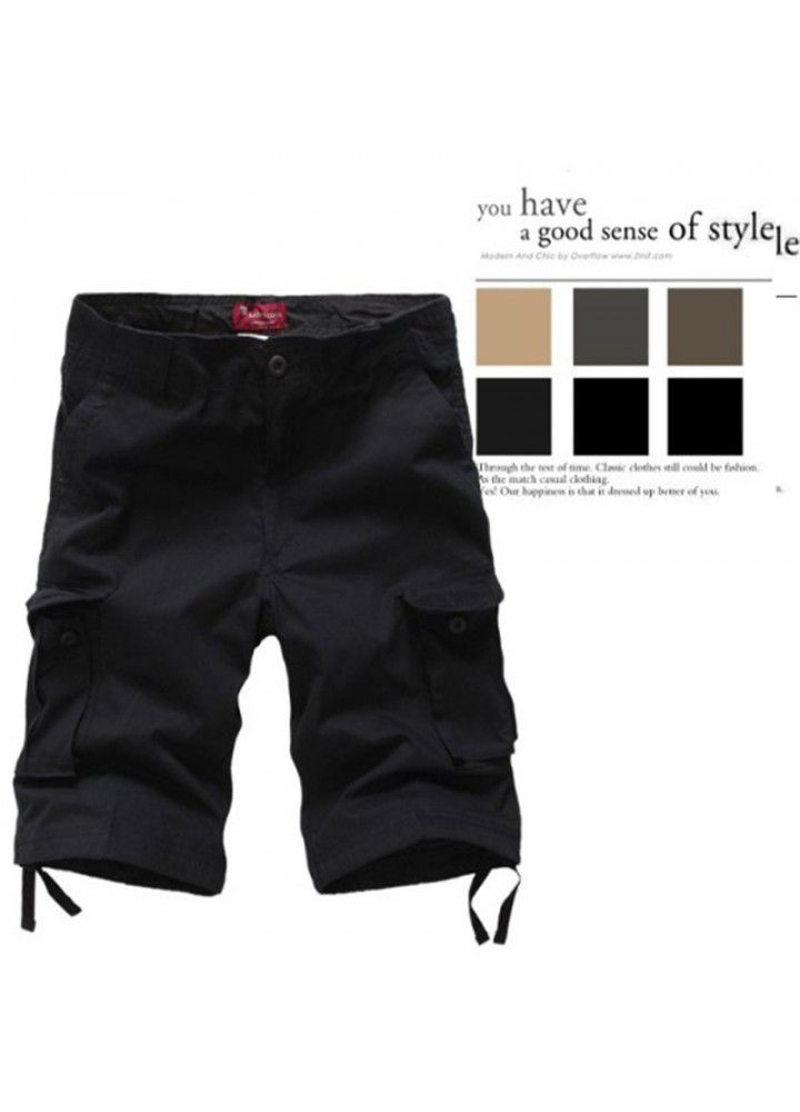 Fast selling eBay sells pure cotton washed Multi Pocket large pants men's overalls Capris European pants