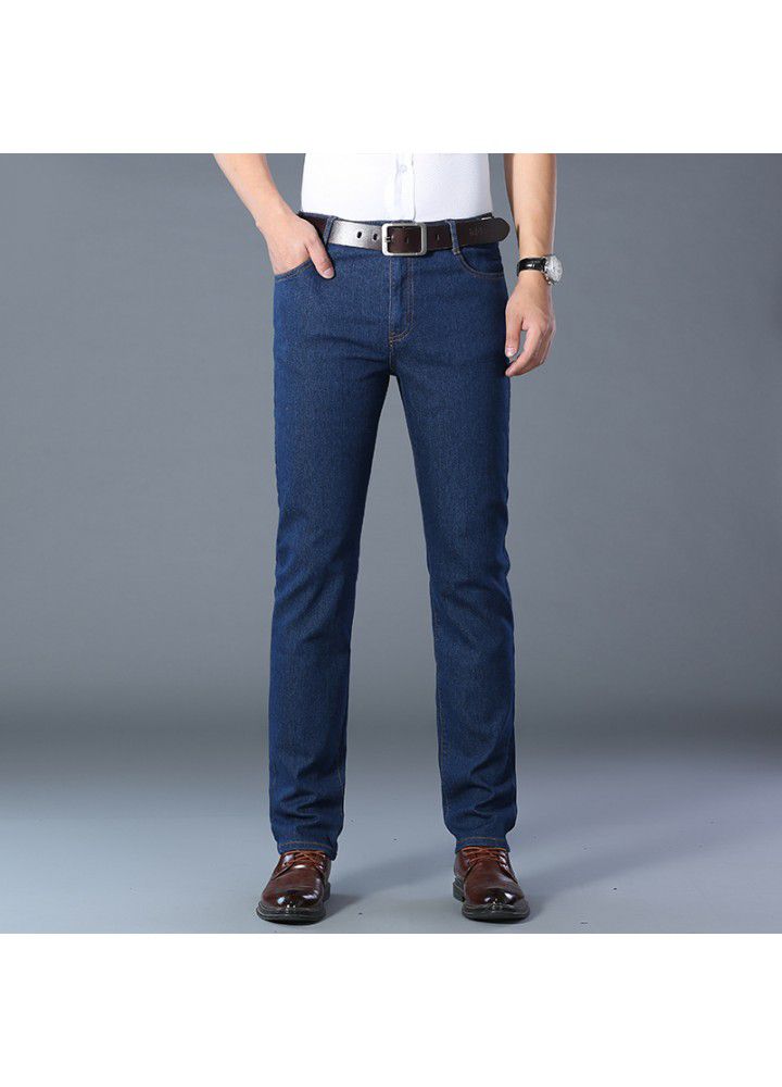 Men's spring autumn mid waist Youth Blue daily cotton denim stretch pants wholesale spot jeans