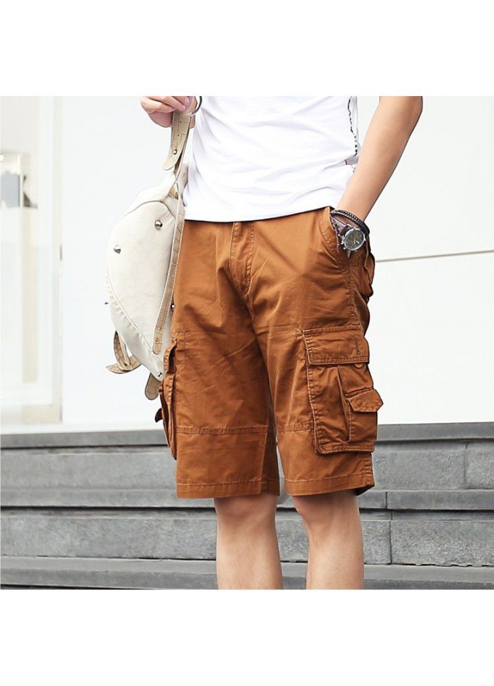 Europe and the United States sell cotton washed Multi Pocket tooling pants, outdoor Capris, summer pants, long-term stock
