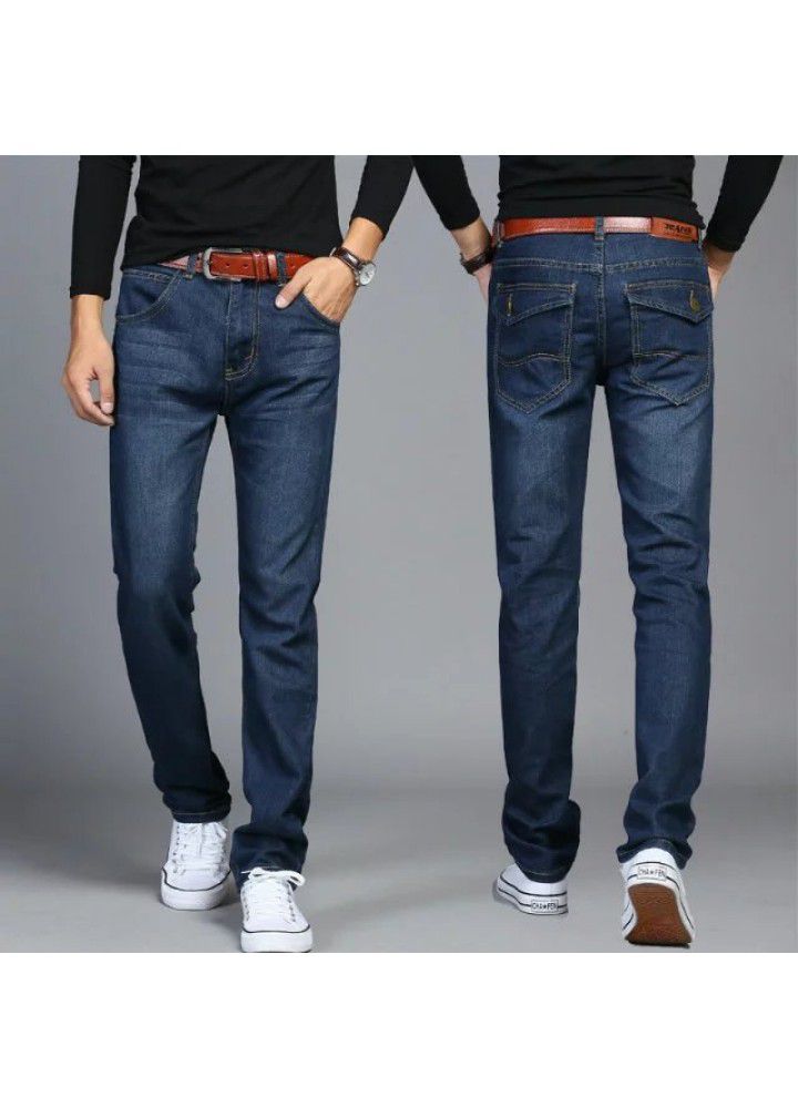 Men's jeans spring and autumn 2021 New Youth fat man large elastic straight loose casual foreign trade trousers