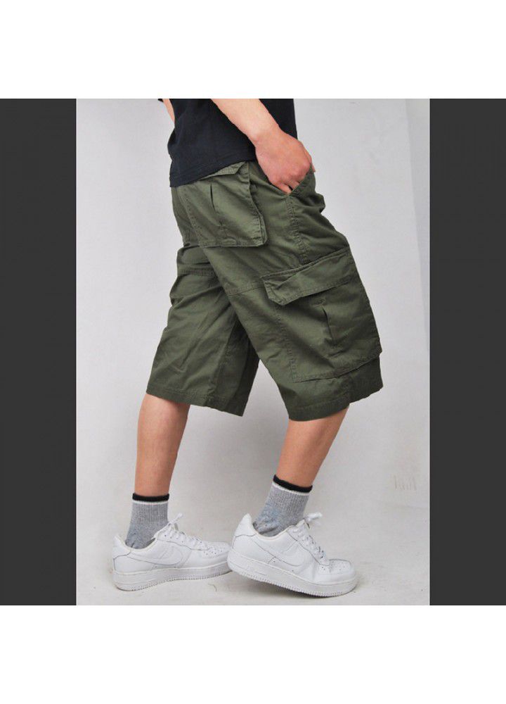 Cross border Amazon eBay cotton Multi Pocket tooling pants oversized Capris outdoor European men's pants