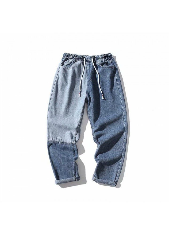 Trendy men's fashion jeans men's Japanese trendy brand elastic loose straight wide leg pants personality trend men's jeans
