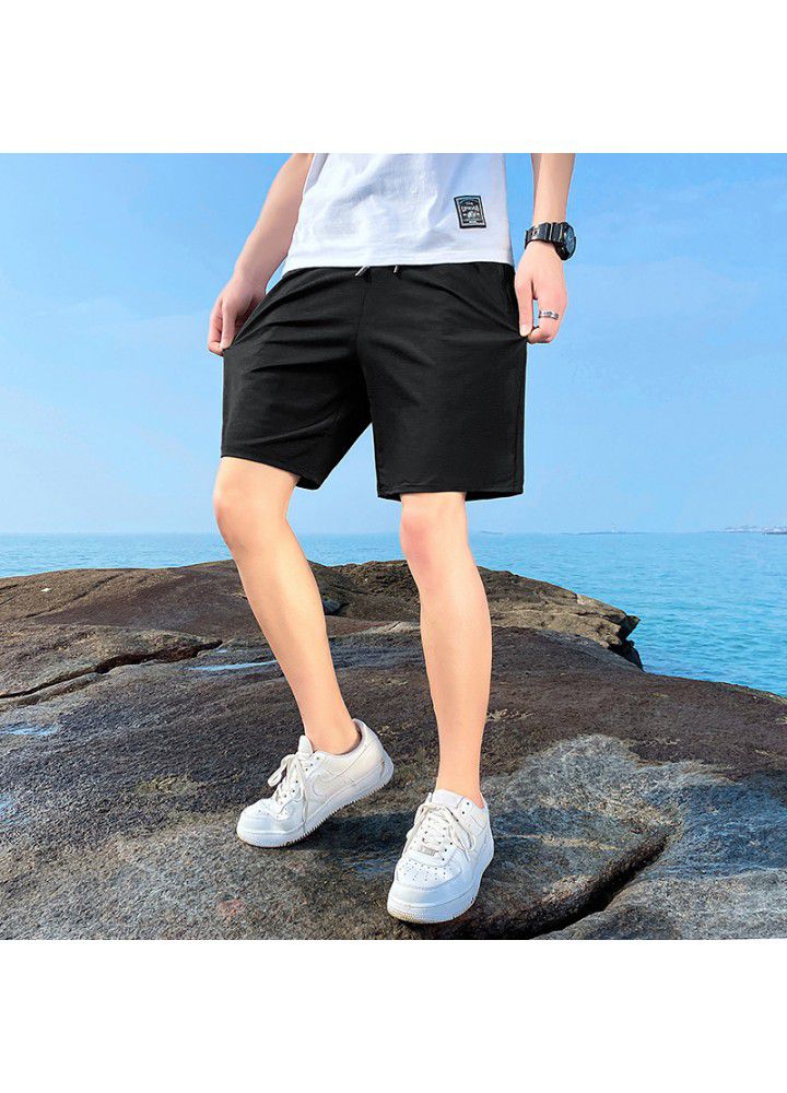 2021 summer youth large casual pants men's loose thin five point short pants cross border quick drying beach pants