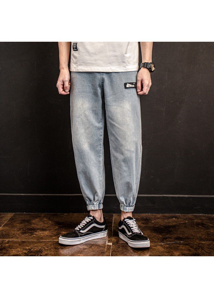 Chaopai Capris Japanese retro loose Street jeans Harajuku style elastic waist banded hip hop Harem Pants men's pants