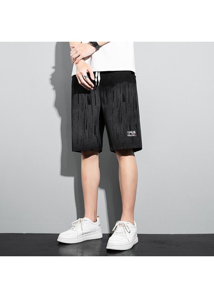 2021 summer Capri casual pants Korean ins fashion brand loose tie dyed elastic short pants men's beach pants fashion
