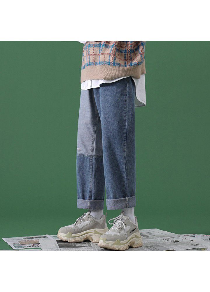 Spring and autumn winter straight jeans men's loose BF lazy style Korean students show thin retro 2021 new fashion