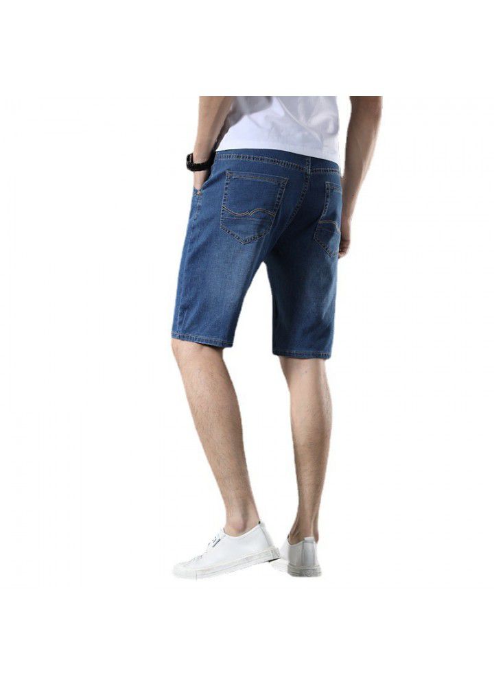 2020 summer men's new shorts thin large men's fattening slim stretch denim shorts