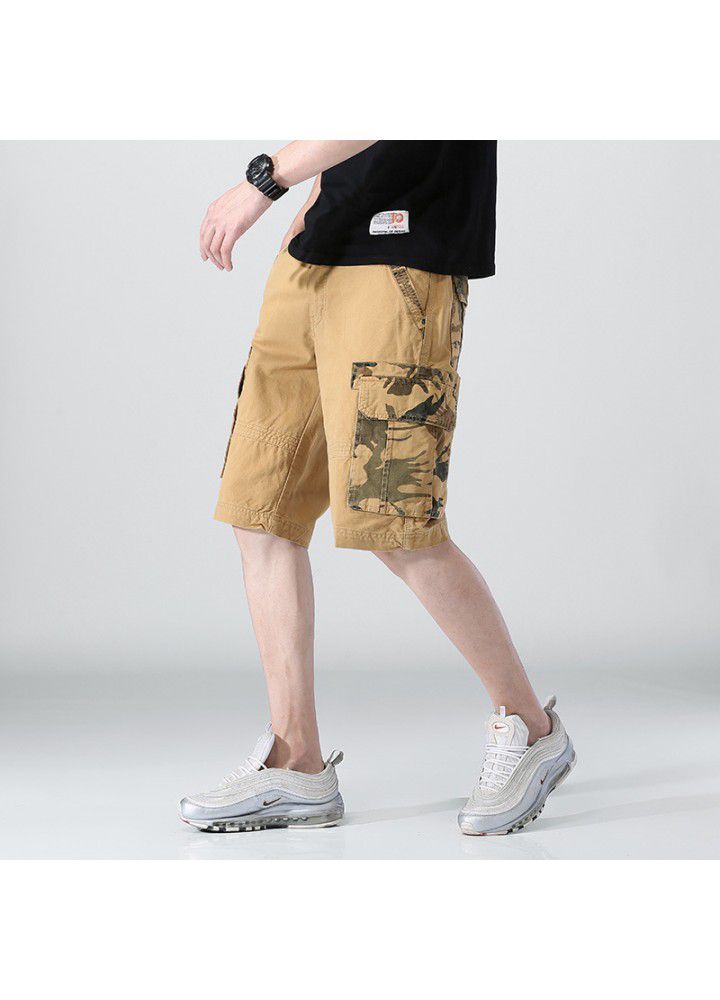 Camouflage casual pants men's summer new straight cotton shorts fashion loose tooling pants men's fashion cross border