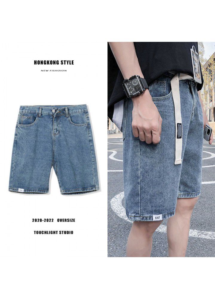 Summer casual jeans shorts men's thin straight Capris Korean men's new jeans fashion men's fashion