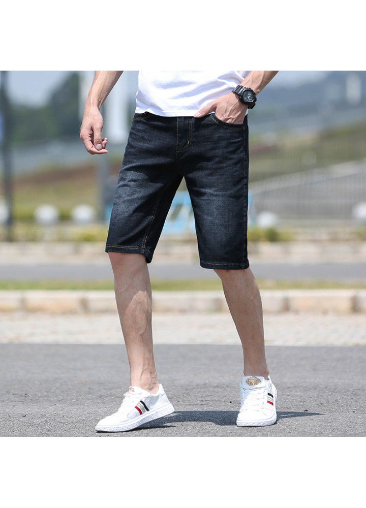 Summer cool denim shorts men's thin cotton Korean spot foreign trade medium waist men's large jeans