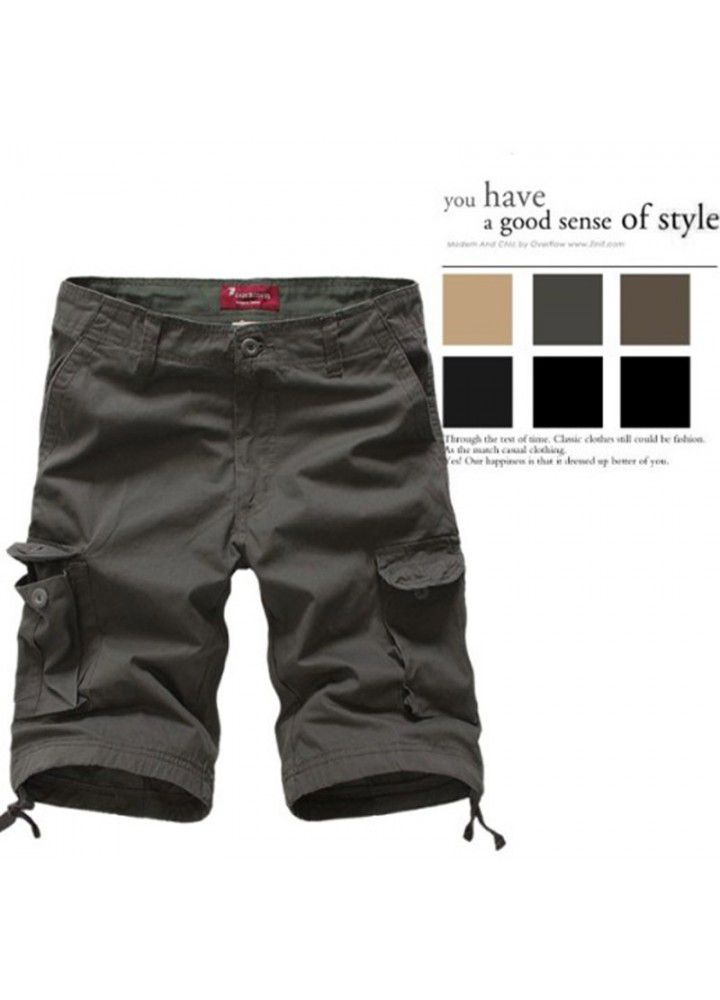 Fast selling eBay sells pure cotton washed Multi Pocket large pants men's overalls Capris European pants