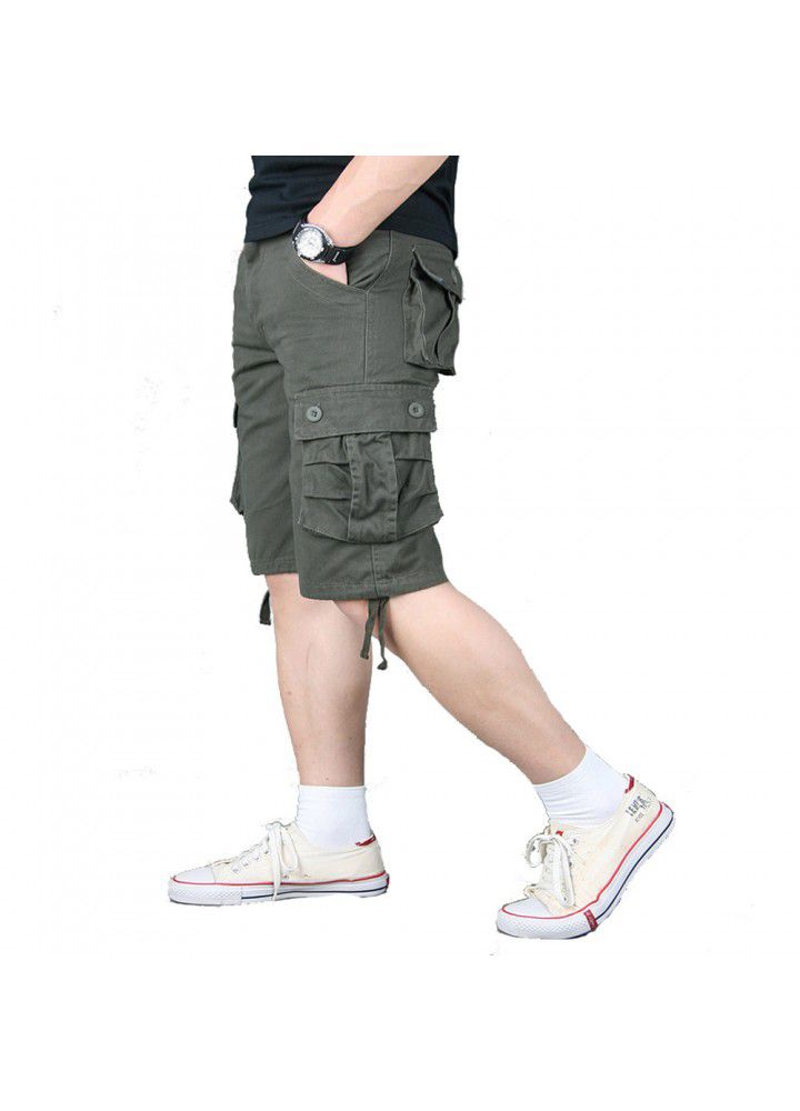 2021 new Multi Pocket Capris men's casual summer loose large beach Korean 5-piece pants