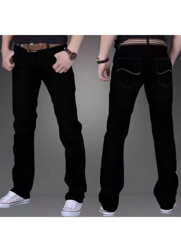 Men's jeans spring and autumn 2021 New Youth fat man large elastic straight loose casual foreign trade trousers